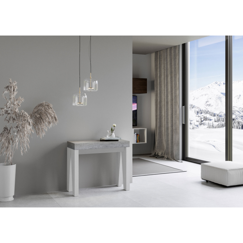 Consolle allungabile 90x40/300 cm Naxy Mix piano Bianco Frassino