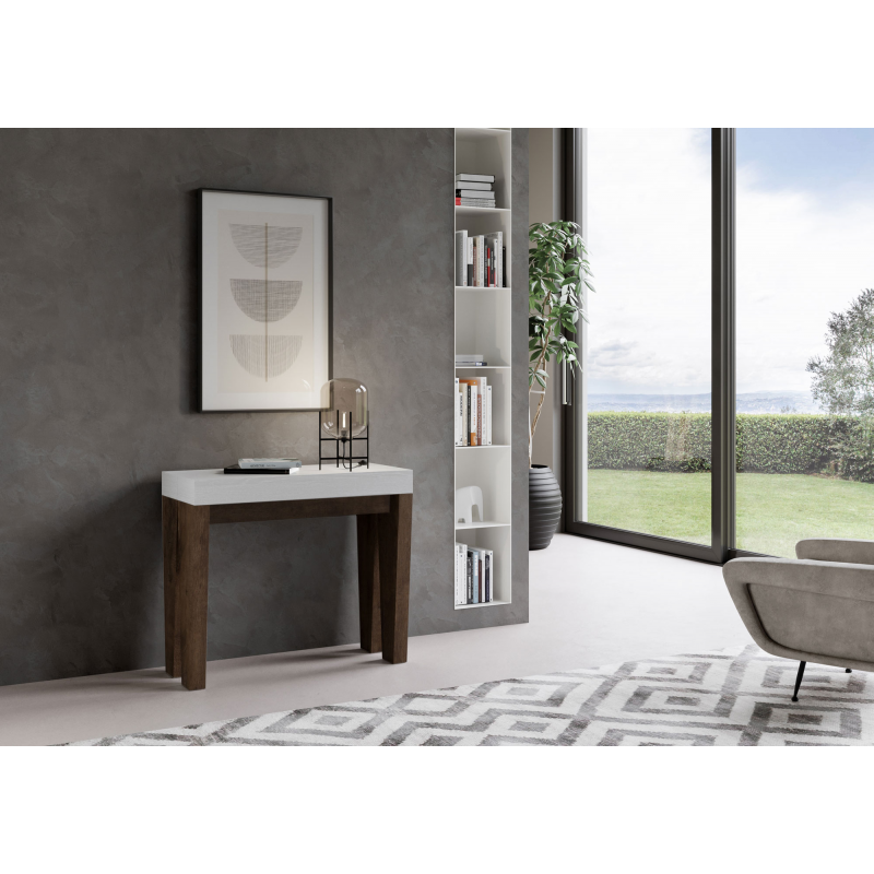 Consolle allungabile 90x40/196 cm Spimbo Mix Small piano Bianco Frassino