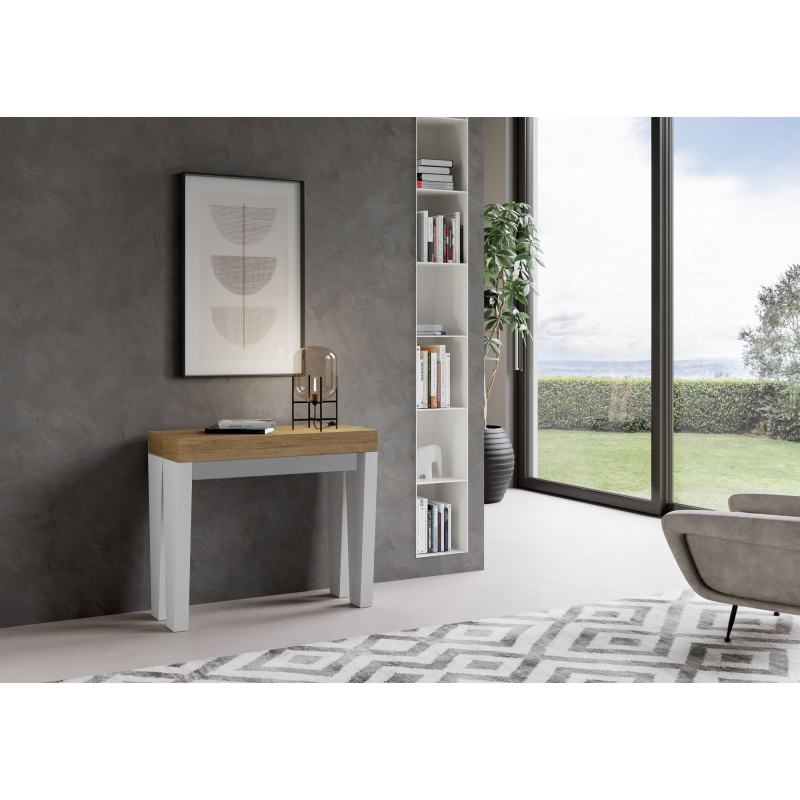 Consolle allungabile 90x40/196 cm Spimbo Mix Small piano Bianco Frassino