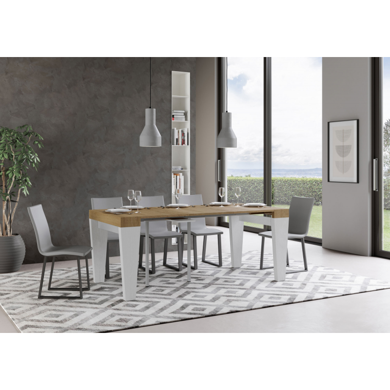 Consolle allungabile 90x40/196 cm Spimbo Mix Small piano Bianco Frassino