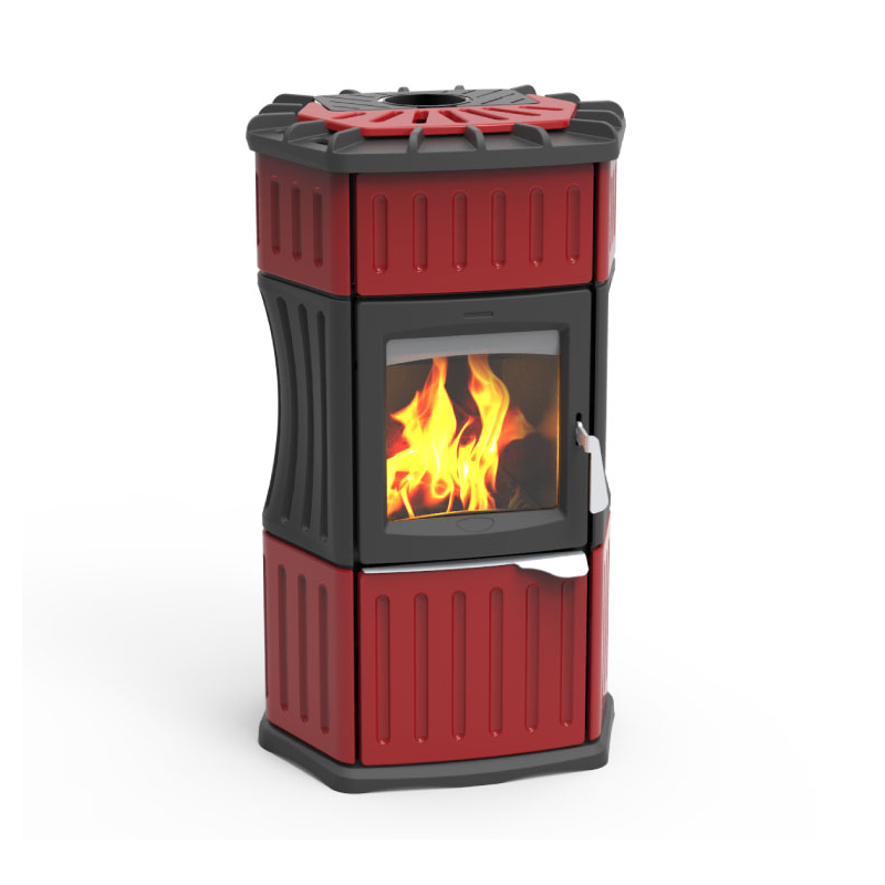 Stufa a legna Monella 184 N esagonale in ceramica e ghisa rosso 10.6kW