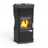 Stufa a legna Monella 184 N esagonale in ceramica e ghisa nero opaco10.6kW