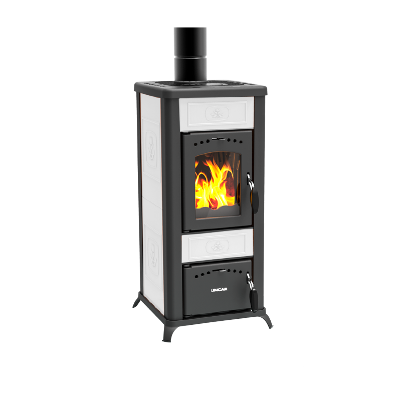 Alice 480 AZ stufa a legna in ceramica e ghisa bianco 6.5kW