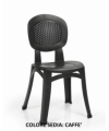 SET 4 SEDIE IMPILABILI ELBA WICKER IN POLIPROPILENE CAFFE' MADE IN ITALY