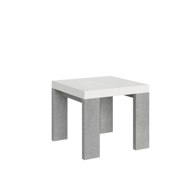 Tavolo allungabile 90x90/246 cm Roxell Mix piano Bianco Frassino - gambe Noce