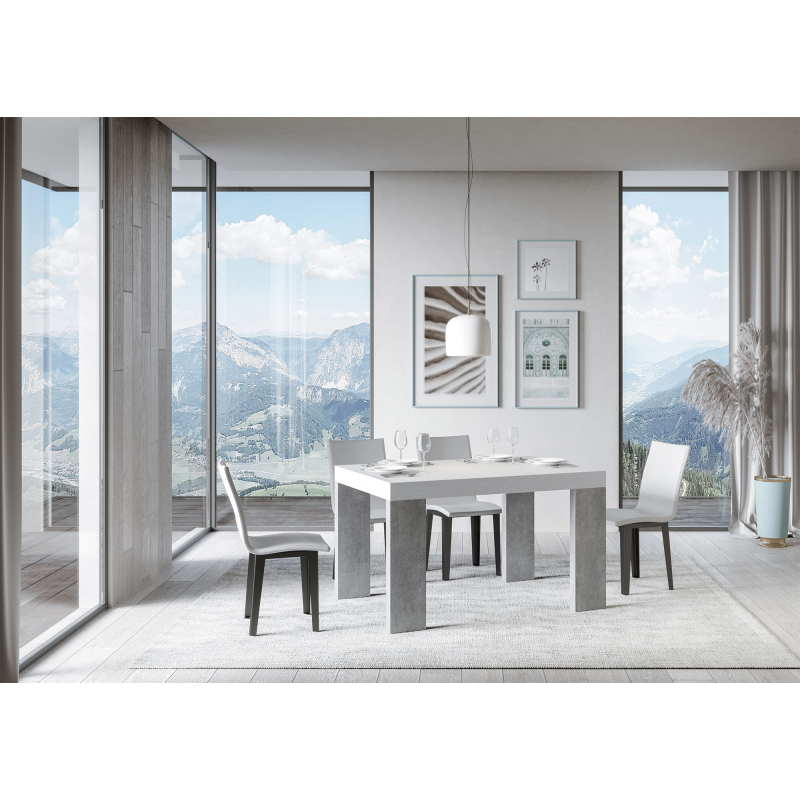 Tavolo allungabile 90x130/234 cm Roxell Mix piano Bianco Frassino - gambe Noce