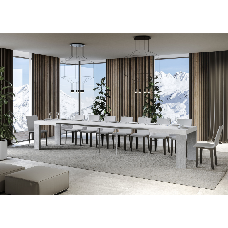 Tavolo allungabile 90x130/390 cm Roxell Mix piano Bianco Frassino - gambe Noce