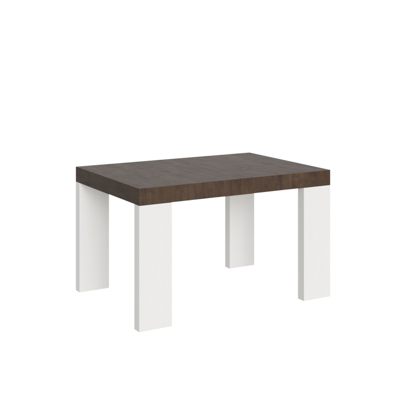 Tavolo allungabile 90x130/390 cm Roxell Mix piano Bianco Frassino - gambe Noce