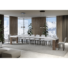 Tavolo allungabile 90x160/420 cm Roxell Mix piano Bianco Frassino - gambe Noce