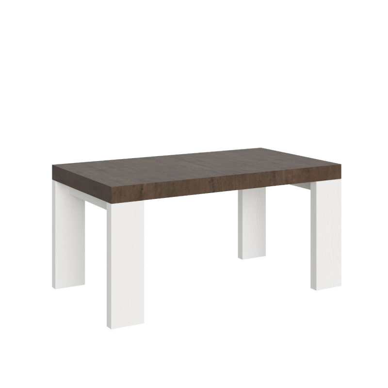 Tavolo allungabile 90x160/420 cm Roxell Mix piano Bianco Frassino - gambe Noce