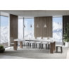 Tavolo allungabile 90x180/440 cm Roxell Mix piano Bianco Frassino - gambe Noce