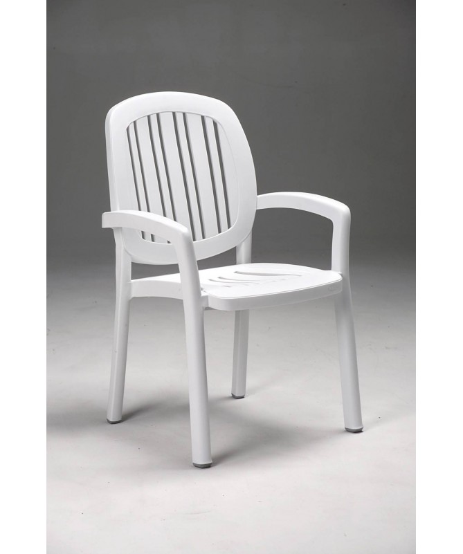 SET 4 POLTRONE IMPILABILI PONZA IN POLIPROPILENE BIANCO MADE IN ITALY