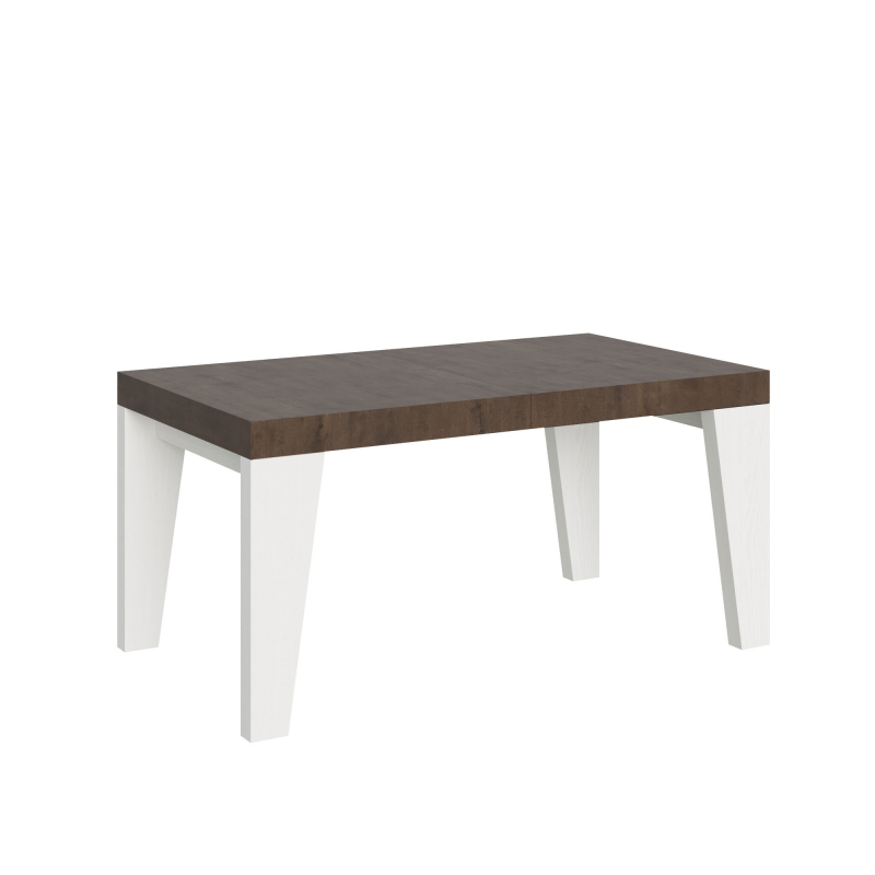 Tavolo allungabile 90x160/264 cm Naxy Mix piano Bianco Frassino - gambe Noce