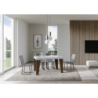Tavolo allungabile 90x130/390 cm Naxy Mix piano Bianco Frassino - gambe Noce