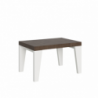 Tavolo allungabile 90x130/390 cm Naxy Mix piano Bianco Frassino - gambe Noce