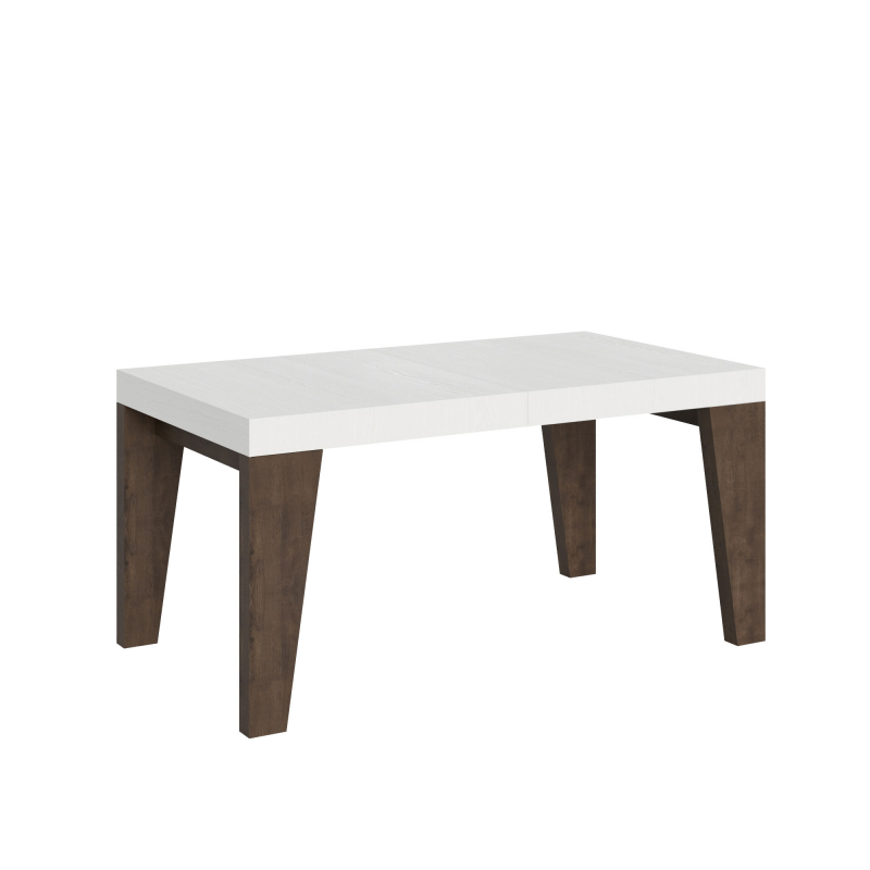 Tavolo allungabile 90x160/420 cm Naxy Mix piano Bianco Frassino - gambe Noce