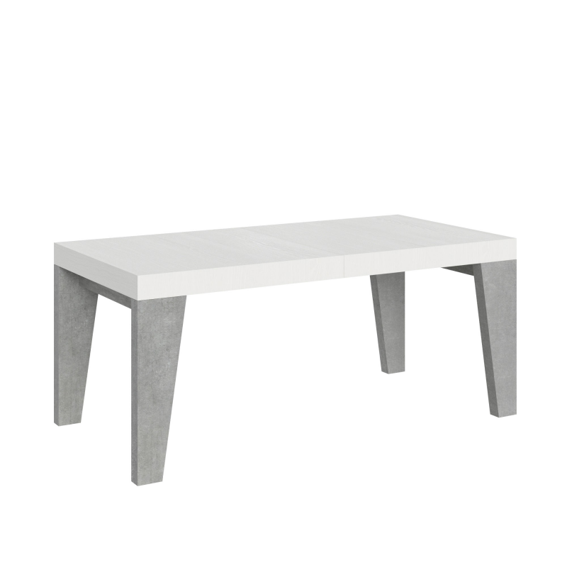 Tavolo allungabile 90x180/440 cm Naxy Mix piano Bianco Frassino - gambe Noce
