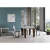 Tavolo allungabile 90x90/246 cm Spimbo Mix piano Bianco Frassino - gambe Noce