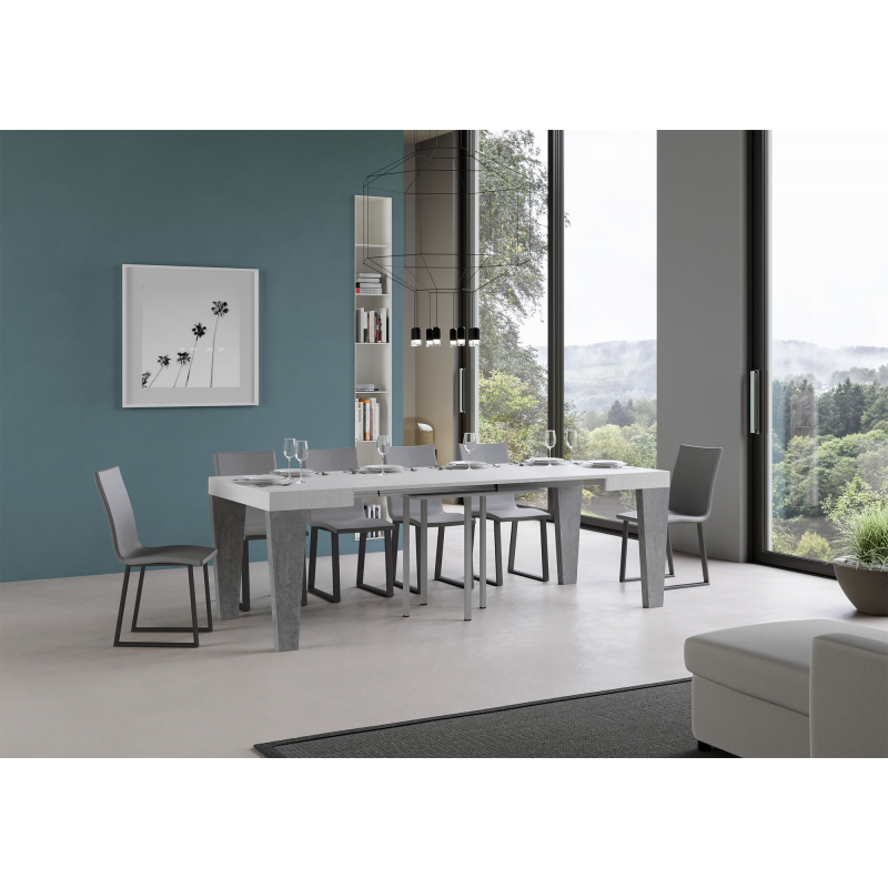 Tavolo allungabile 90x90/246 cm Spimbo Mix piano Bianco Frassino - gambe Noce