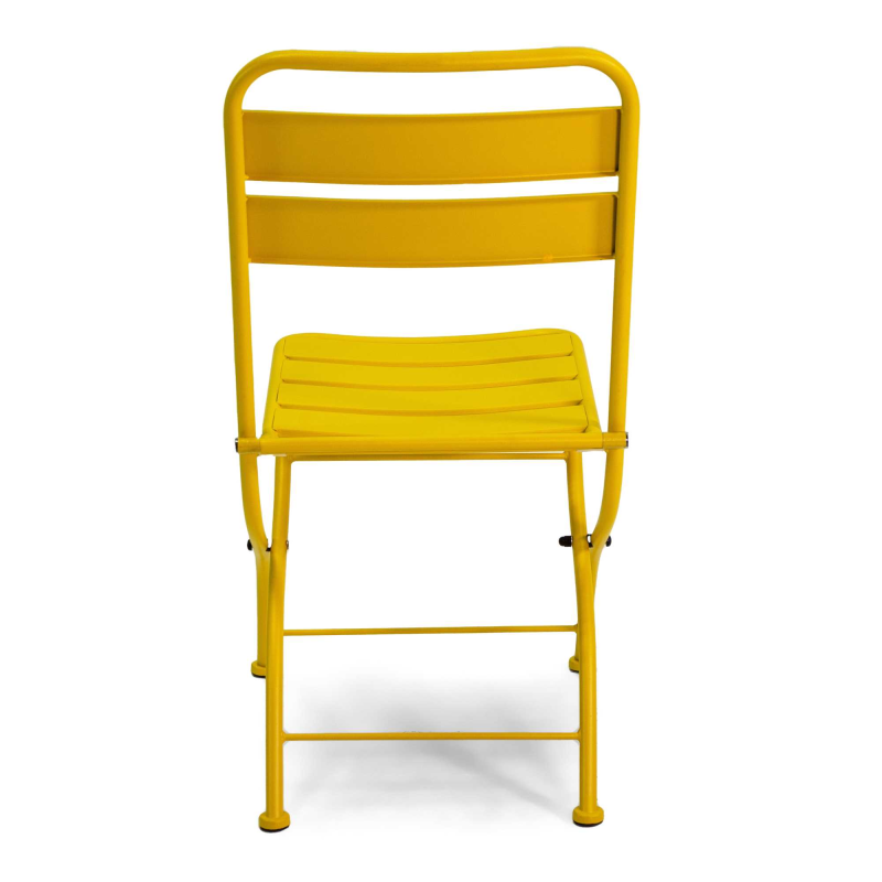 Set Tavolo metallo + 2 Sedie metallo rovigo pieghevole gialla cm 44x53h45/86