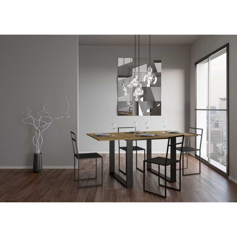 Tavolo apribile 90x90/180 cm Tecno Libra telaio Antracite