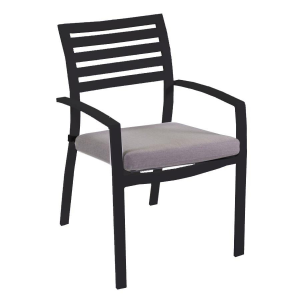 Zoom Set Tavolo alluminio + 6 Poltrone alluminio boston antracite con cuscino grigio cm58x57h88