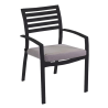 Set Tavolo alluminio + 6 Poltrone alluminio boston antracite con cuscino grigio cm58x57h88