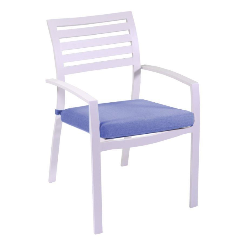 Set Tavolo alluminio + 6 Poltrone alluminio boston antracite con cuscino grigio cm58x57h88