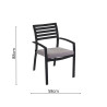 Set Tavolo alluminio + 6 Poltrone alluminio boston antracite con cuscino grigio cm58x57h88