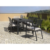 Set Tavolo alluminio + 6 Poltrone alluminio boston antracite con cuscino grigio cm58x57h88