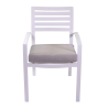Set Tavolo alluminio + 6 Poltrone alluminio boston bianco crema con cuscino grigio cm 58x57h88