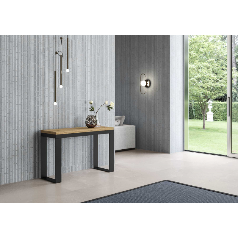 Tavolo apribile 120x45/90 cm Tecno Double telaio Antracite