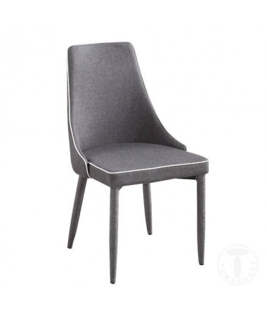 Sedia imbottita Ketty in tessuto - set da 4 grigio