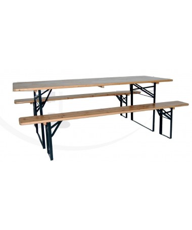 Tavolo con due panchine in legno e metallo 180 cm