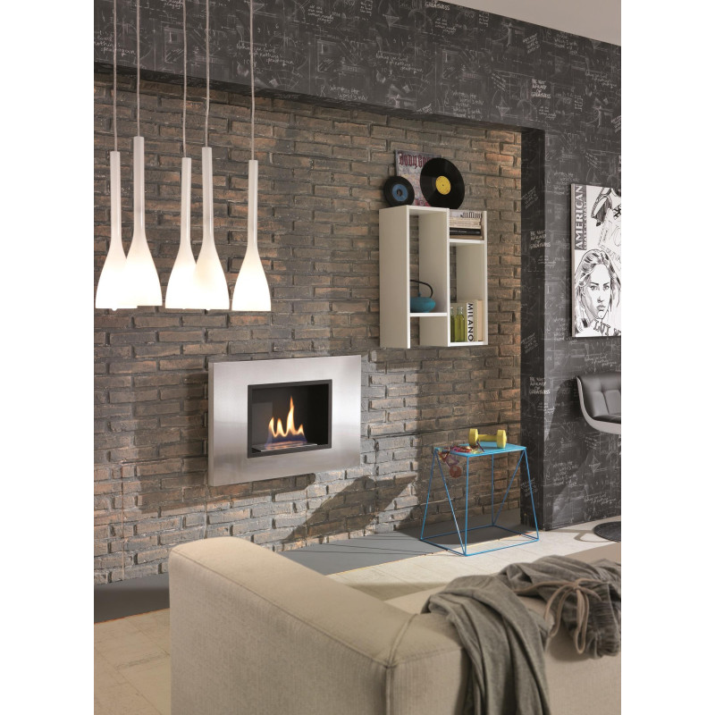 Biocamino da parete Winter j 17cm X 78cm H 54cm Stones