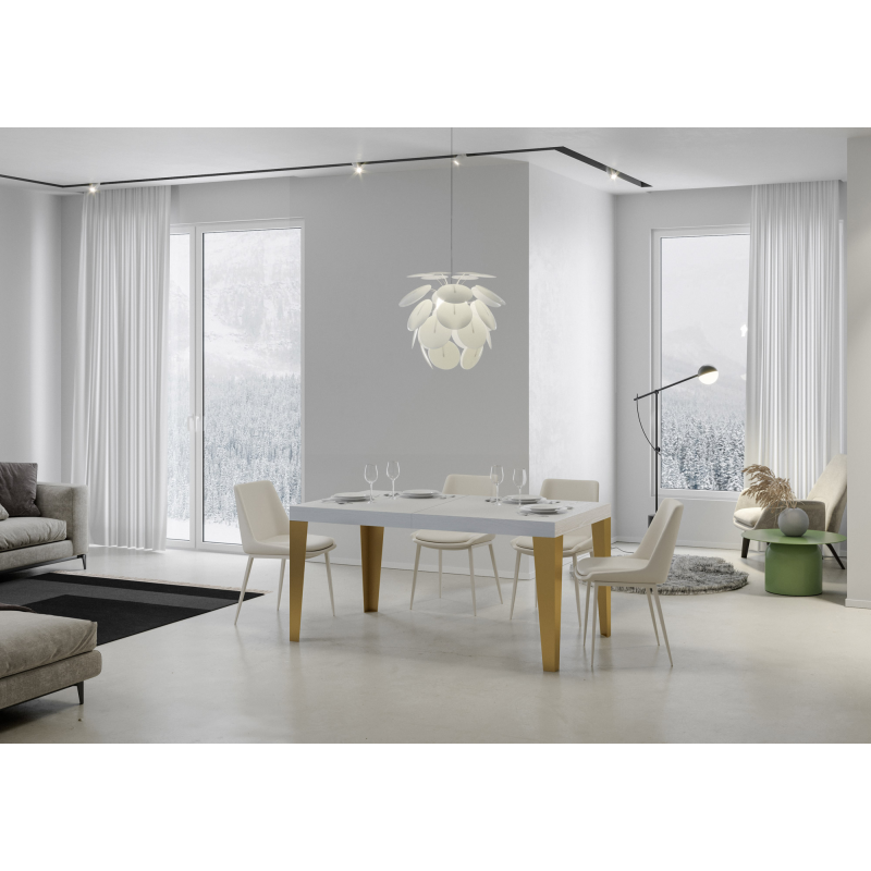 Tavolo allungabile 90x160/264 cm Flame telaio Oro