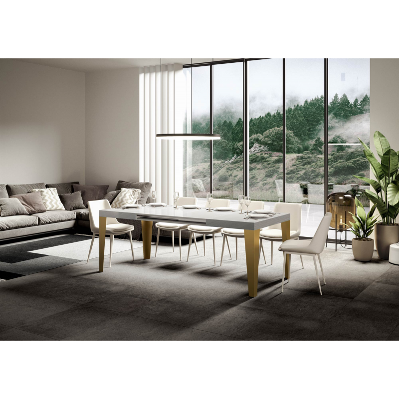 Tavolo allungabile 90x130/390 cm Flame telaio Oro