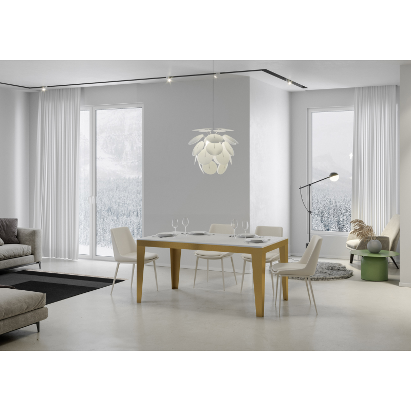 Tavolo allungabile 90x120/224 cm Flame Evolution telaio Oro