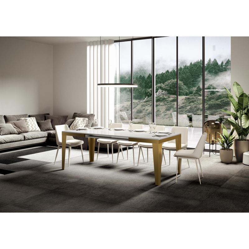Tavolo allungabile 90x160/264 cm Flame Evolution telaio Oro