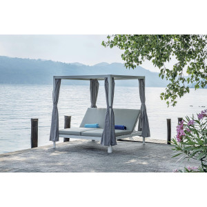 Zoom Daybed In Alluminio Bianco - Tetto Textilene Bianco Moia