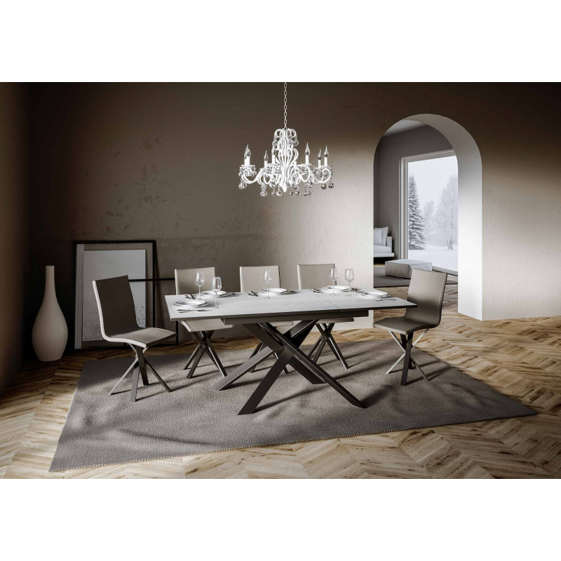 Tavolo allungabile 90x120/180 cm Ganty - bordo Antracite telaio Antracite