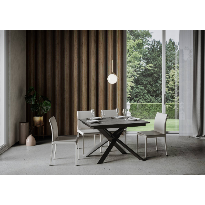 Tavolo allungabile 90x120/180 cm Ganty - bordo Antracite telaio Antracite