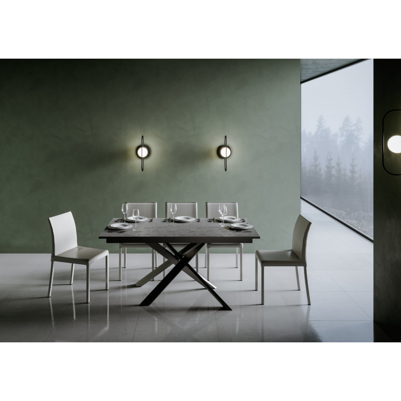 Tavolo allungabile 90x160/220 cm Ganty - bordo Antracite telaio Antracite