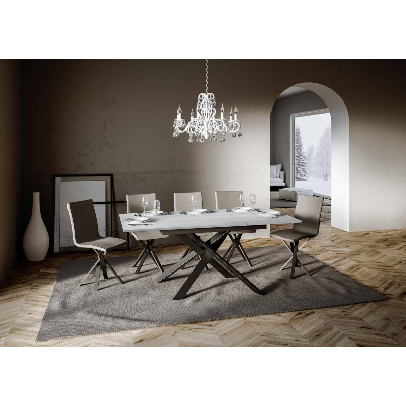 Tavolo allungabile 90x120/180 cm Ganty - bordo in tinta telaio Antracite