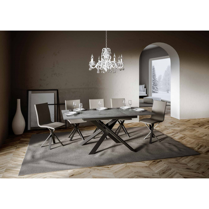 Tavolo allungabile 90x120/180 cm Ganty - bordo in tinta telaio Antracite