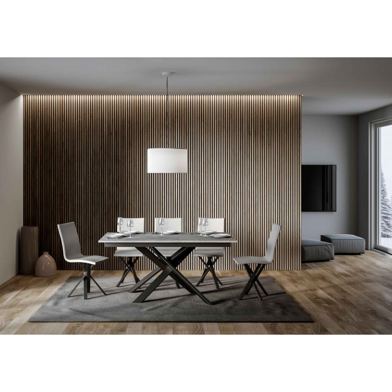 Tavolo allungabile 90x160/220 cm Ganty - bordo in tinta telaio Antracite