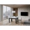 Tavolo allungabile 90x120/180 cm Bibi Mix piano Bianco Spatolato - base Antracite Spatolato
