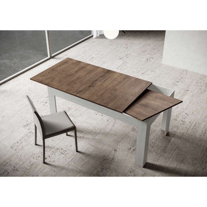 Tavolo allungabile 90x120/180 cm Bibi Mix piano Bianco Spatolato - base Antracite Spatolato