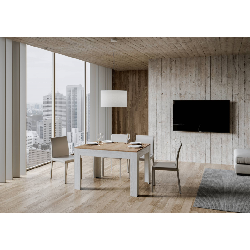 Tavolo allungabile 90x120/180 cm Bibi Mix piano Bianco Spatolato - base Antracite Spatolato