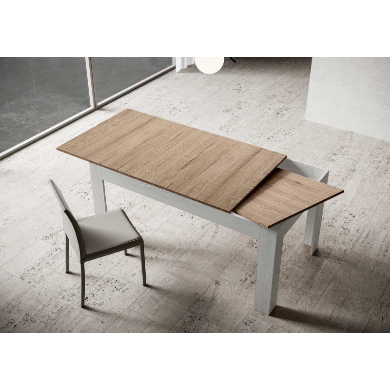 Tavolo allungabile 90x120/180 cm Bibi Mix piano Bianco Spatolato - base Antracite Spatolato